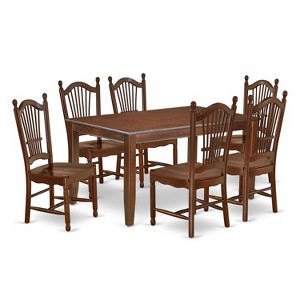 HomeStock 7-Piece Rectangle Mahogany Finish Solid Wood Top Dining Table with 6 Chairs - 1 of 4