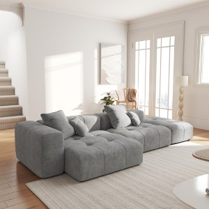 WJShome 119" Cloud Couch Modular Sectional Sofa with Ottoman,Linen Deep Seat with Pillows Convertible Sofafor Living Room, Bedroom and Apartment, - 1 of 4