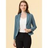 INSPIRE CHIC Women's Open Front Office Long Sleeve Lightweight Printed Floral Crop Suit Blazer - 2 of 4
