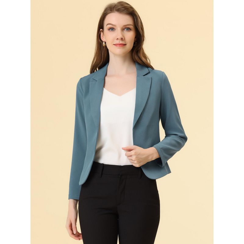 Allegra K Women's Open Front Office Work Long Sleeve Suit Blazer, 2 of 7