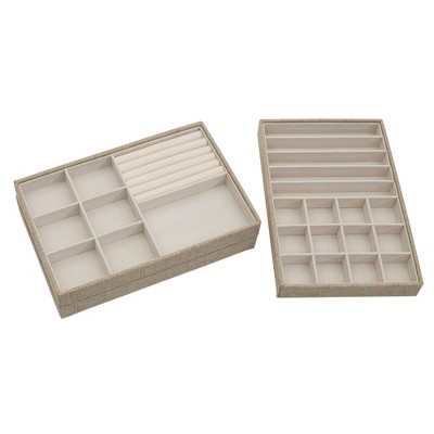 Latte Canvas Stackable Jewelry Organizer Trays, Set of 3