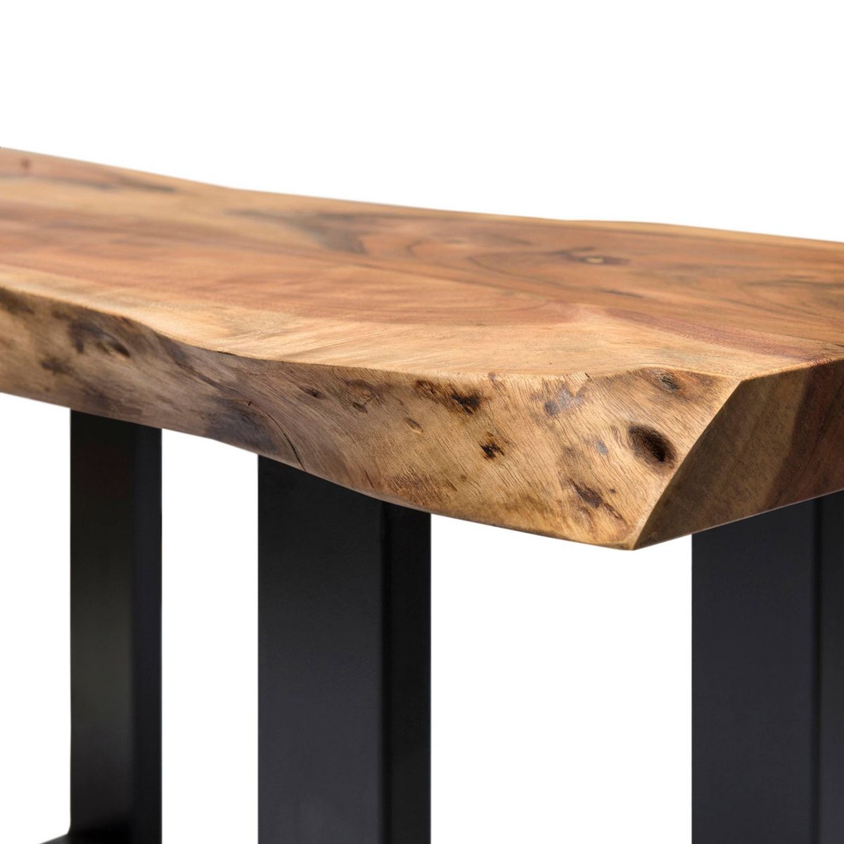 Alpine Live Edge Wood Media Console Table Natural - Alaterre Furniture: Acacia, Metal Legs, Rectangular - thumbnail 3