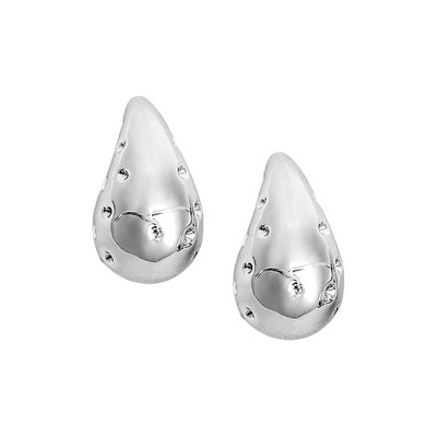 SOHI Women's Metallic Silver The Small Dented Teardrop Stud Earrings