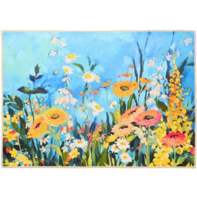 Olivia's Home Wildflower Prairie Doormat – 22" x 32" Indoor/Outdoor Mat with Vibrant Meadow Blossoms and Natural Tones