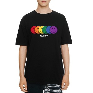 Elevenparis Mens Rainbow Smiley Graphic T-Shirt, Black, XX-Large - 1 of 1