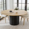 PexFix 60 in.H Solid Wood Round Dining Table Kitchen Table for 6-8 with Tabletop and Cylindrical Base for Living/Dining Room Coffee Office in Natural - 2 of 4