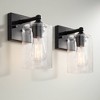 360 Lighting Bellings Modern Wall Sconces Set of 2 Black Hardwire 4 3/4" Fixture Clear Glass Cylinder for Bathroom Bedside Vanity - 2 of 4