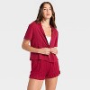 Women's Pointelle Notch Collar Shirt and Shorts Pajama Set - Wild Fable™ - 3 of 4