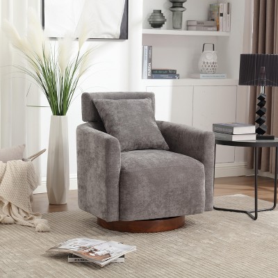 27.17"W Modern Swivel Chenille Upholstered Accent Chair, Comfortable 360 Degrees Armchair - ModernLuxe
