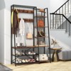 Tangkula Hall Tree with Storage Bench 5-in-1 Freestanding Coat Rack w/ 9 Hooks 5 Side Shelves 2 Mesh Shoe shelves - 3 of 4