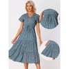 Allegra K Women's Summer Boho Casual Short Sleeve V Neck Tiered Floral Midi Dresses - 2 of 4