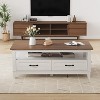 Acekool Farmhouse Coffee Table, 2 Drawers & Open Shelf, 47.24" Rectangular Center Table, Stable 6-Leg Structure - 4 of 4