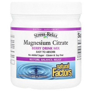 Natural Factors Stress-Relax®, Magnesium Citrate Powder, Berry Drink Mix, 8.8 oz (250 g) - 1 of 2