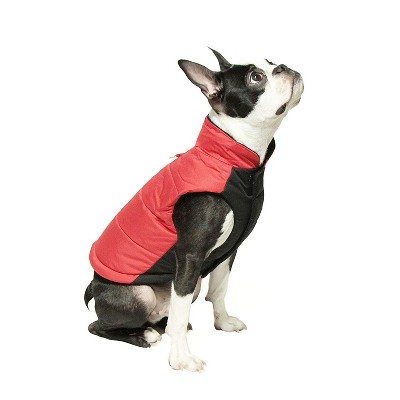 Gooby Wind Parka, Fleece Lined Small Dog Jacket Coat Sweater with Water Resistant Shell and Leash Ring, Red, Small