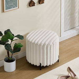 CAVINAS 22.05" Round Faux Fur Storage Ottoman with Adjustable Metal Legs,Lightweight Foot Rest,Storage Bench for Living Room,Bedroom - 1 of 4