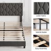 Nasitip Twin Bed Frame with Upholstered Headboard, Heavy-Duty Platform Bed Frame with Adjustable Headboard, Strong Wood Slat Support,Light Gray - 3 of 4