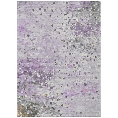 Lavender And Ivory Abstract Washable Indoor Outdoor Area Rug