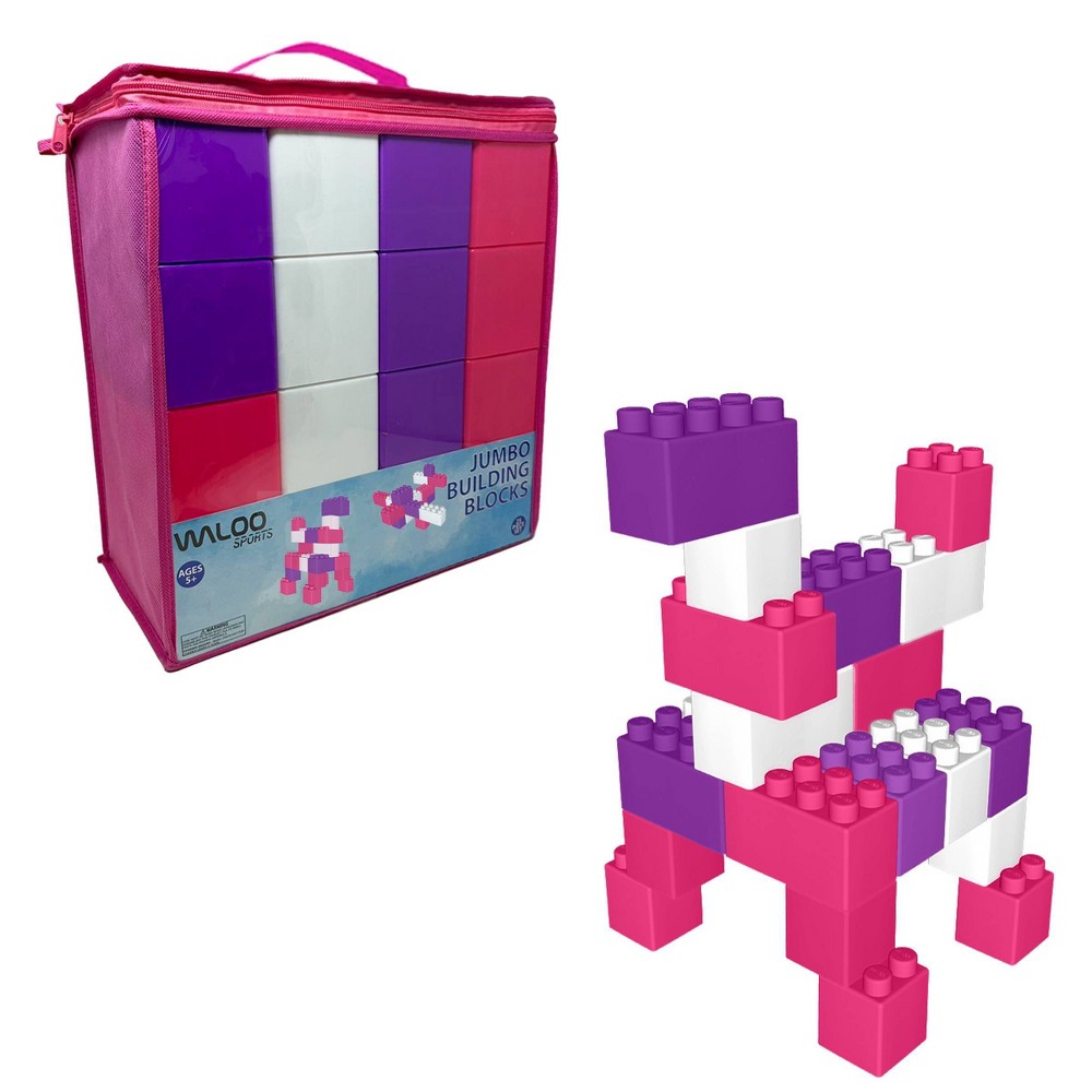 Photos - Construction Toy Waloo Sports Jumbo Building Blocks 25pc Set - Pink/Purple/White