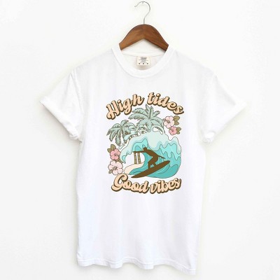 Simply Sage Market Women's High Tides Good Vibes Wave Short Sleeve Garment Dyed Tee