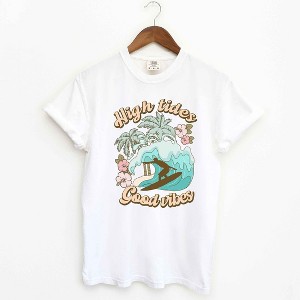 Simply Sage Market Women's High Tides Good Vibes Wave Short Sleeve Garment Dyed Tee - 1 of 4