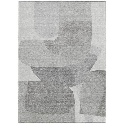 HomeRoots 10' X 14' Linen And Gray Abstract Washable Indoor Outdoor Area Rug