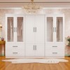 Keloyid White Wood 94.5 in. Armoire with 4 Drawers and 8 Doors - 4 of 4