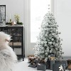 LuxenHome 5.5Ft Flocked Full Artificial Christmas Tree Potted Green - 2 of 4