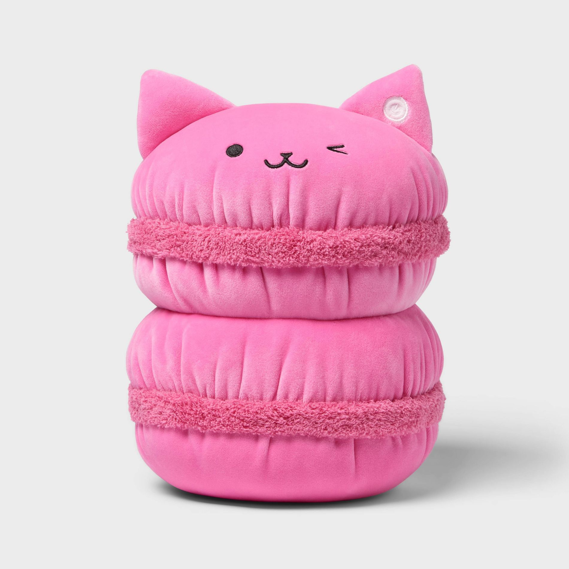 Cat Macaron Light-Up Stuffed Plush Kids' Throw Pillow Pink - Pillowfort™