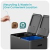 Home Zone Living 16 Gallon Stainless Steel Dual Trash and Recycling Can with Removable Liners and Soft Close Lids, Black - 2 of 4