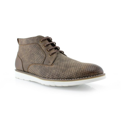 Polar Fox Mens Walker MPX506055 Mid-Top Perforated Casual Chukka Sneaker Boots, in Dark Brown, Size 11
