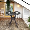 Round Outdoor Bistro Table with Umbrella Hole and Adjustable Feet, Cast Aluminum Patio Table - 2 of 4