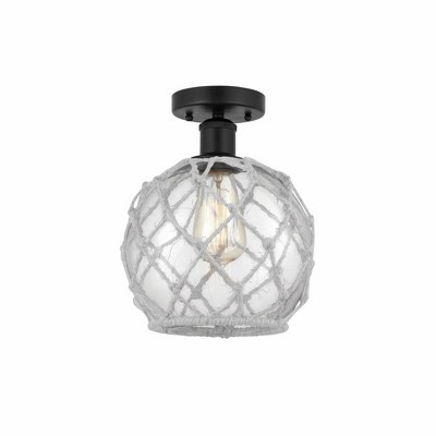 Farmhouse Rope - 1 Light Semi-Flush Mount In Industrial Style-10.75 Inches Tall and 8 Inches Wide