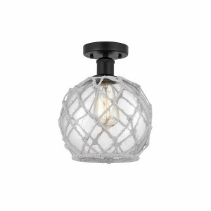 Farmhouse Rope - 1 Light Semi-Flush Mount In Industrial Style-10.75 Inches Tall and 8 Inches Wide - 1 of 1