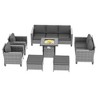 Sonkuki 7 Pieces Patio Sofa with Square Fire Pit Table and Ottomans, Wicker Conversation Couch, Sand Cushion - 2 of 4