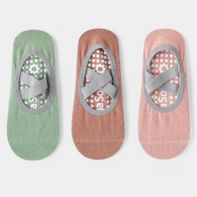 Anna-Kaci Active Women's Non-Slip Ballet Grip Socks with Crisscross Elastic Straps