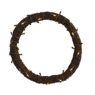 Nearly Natural 20” Vine Wreath with 50 White Warm LED Lights