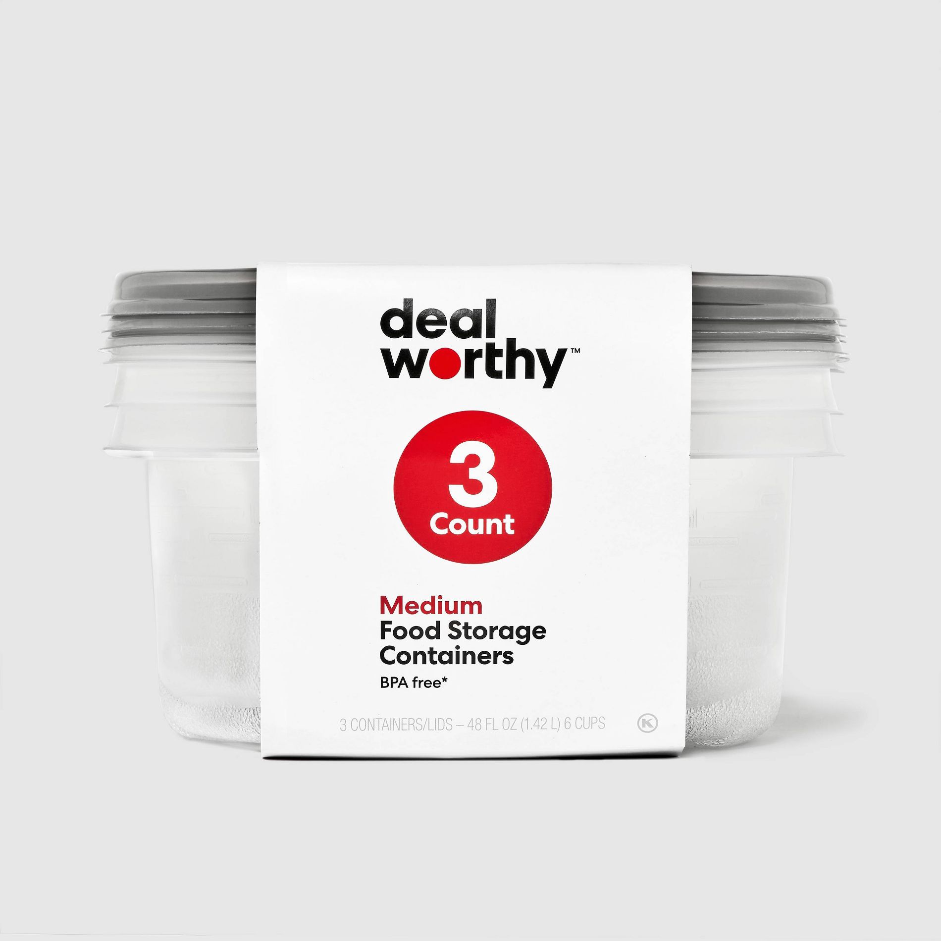 Medium Round Bowl Food Storage Containers - 48 fl oz/3ct - Dealworthy™