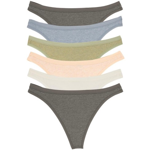 Felina Women's Organic Cotton Thong Underwear, 6-Pack (Birchwood, Small)