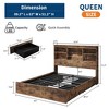 Full Size Bed Frame with High Storage Bookcase Headboard, Wood Bed Frame with 4 Storage Drawers - 2 of 4
