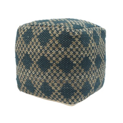 Oyabe Boho Cube Pouf Beige/Teal - Christopher Knight Home: Handcrafted, No Assembly, Square Shape