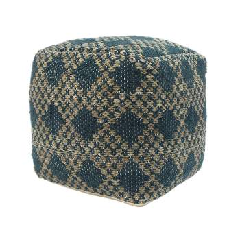 Oyabe Boho Cube Pouf Beige/Teal - Christopher Knight Home