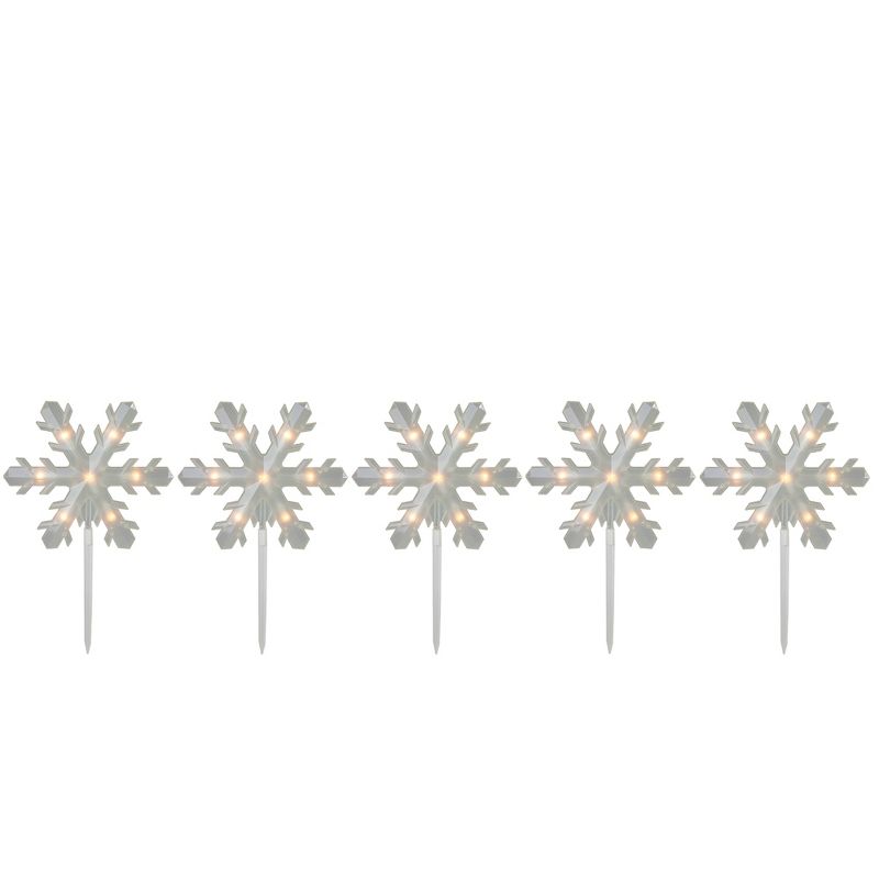 Northlight 5ct Snowflake Christmas Pathway Marker Lawn Stakes - Clear Lights, 1 of 4