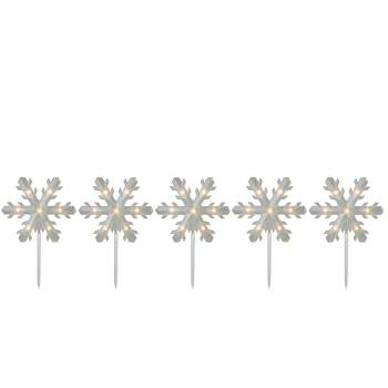 Northlight 5ct Snowflake Christmas Pathway Marker Lawn Stakes - Clear Lights