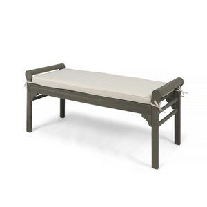 Nelson Wood Bench with Cushion Gray - Christopher Knight Home