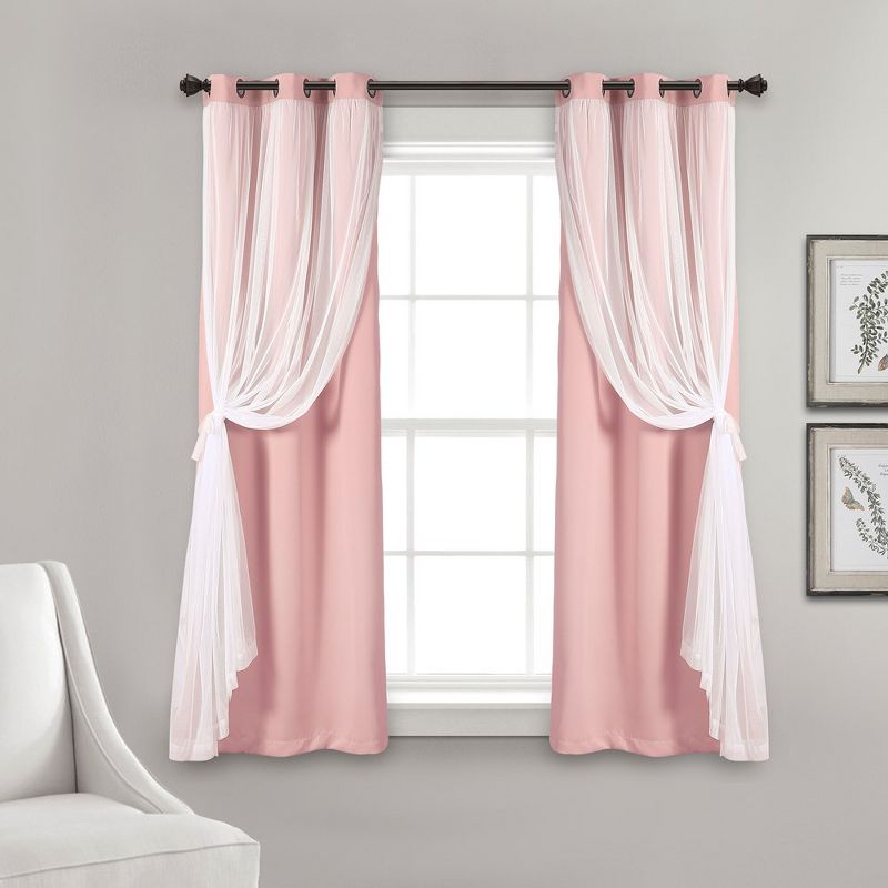 Lush Décor Grommet Sheer Panels With Insulated Blackout Lining Pink 38X45 Set, 3 of 7
