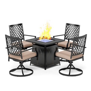 Captiva Designs 5pc Outdoor Patio Dining Set with Square Steel Table & Metal Armrest Chairs - 1 of 4
