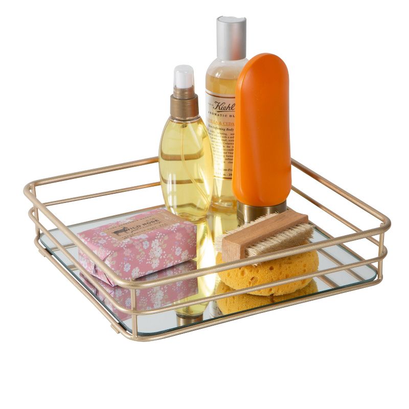 Square Vanity Tray with Mirror Glass Gold - Elle D&#233;cor, 4 of 8