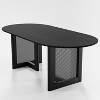 Wooakway 30"H Rattan Oval Wood Dining Table Kitchen Table Conference Table with Double Pedestal - 2 of 4