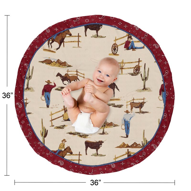Sweet Jojo Designs Boy Baby Tummy Time Playmat Wild West Taupe Red and Blue, 5 of 6
