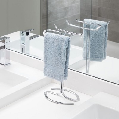 Chrome T-Shape Countertop Hand Towel Holder Set